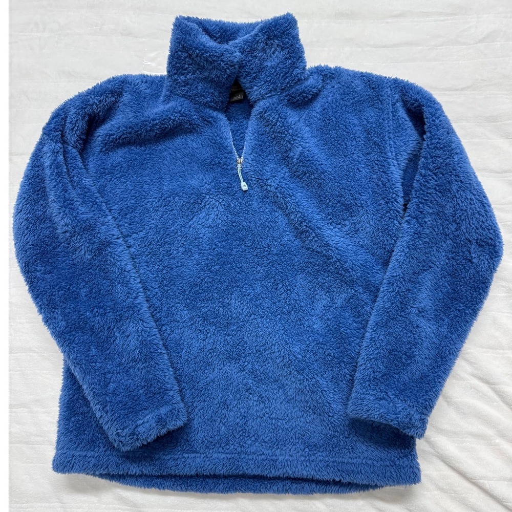 Eddie Bauer Fleece Quarter Zip Pullover Blue Women's Small‎ Cozy Soft
